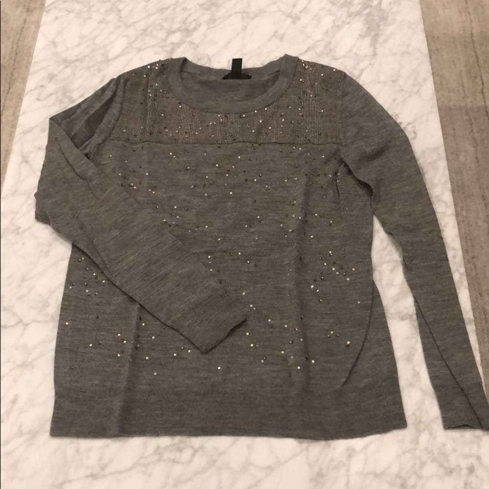 J. Crew Grey Sequin & Houndstooth Sweater